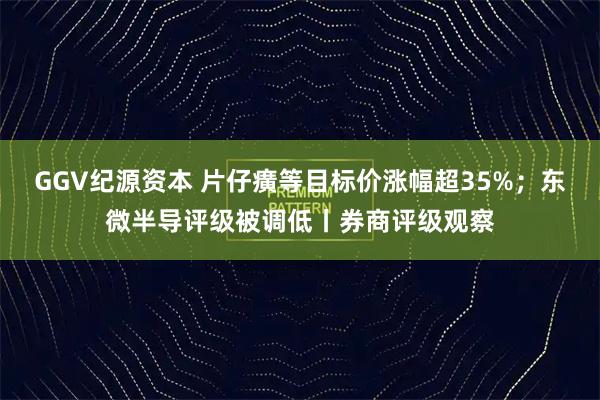 GGV纪源资本 片仔癀等目标价涨幅超35%；东微半导评级被调低丨券商评级观察